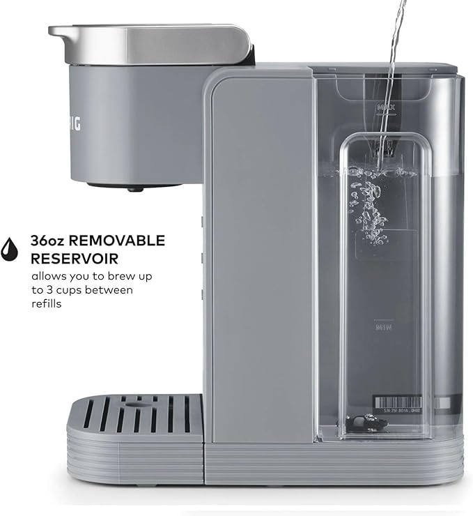 KeurigK -Express Essentials Plus Iced &amp Hot Single Serve Brewer Adjustable Temp Brew Over Ice Pods Compatible Coffee Maker (Gray)