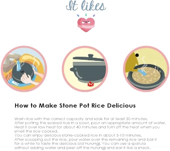 Non-stic Traditional Stone Rice Cooker Cauldron Multi Cooker 15cm NurungjiCrust of Overcooked Scorched Rice Korea
