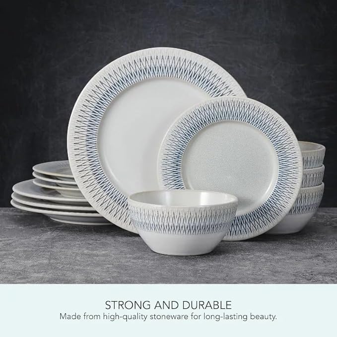 12 Piece Dinnerware Set Service for 4 Dishes and Plates Sets Dinner and Ceramic
