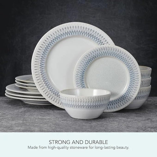 12 Piece Dinnerware Set Service for 4 Dishes and Plates Sets Dinner and Ceramic