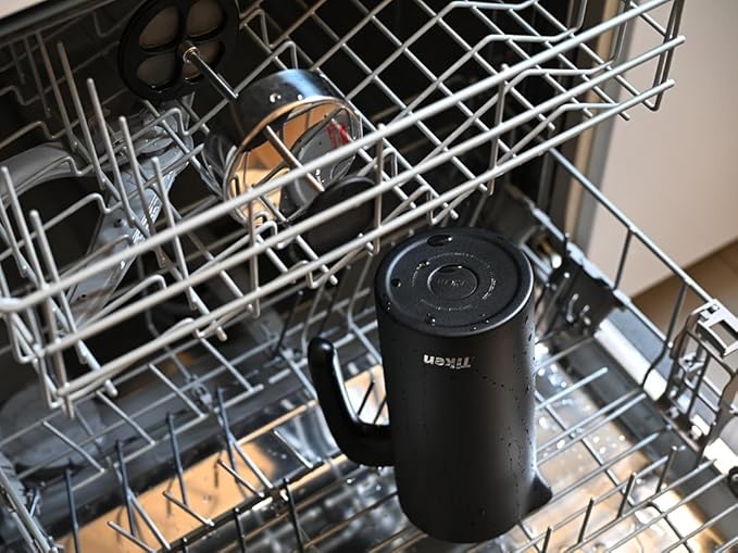 Tiken French Press Coffee Maker Stainless Steel Double-wall Vacuum Insulated Coffee Press Dishwasher Safe 34Oz Black