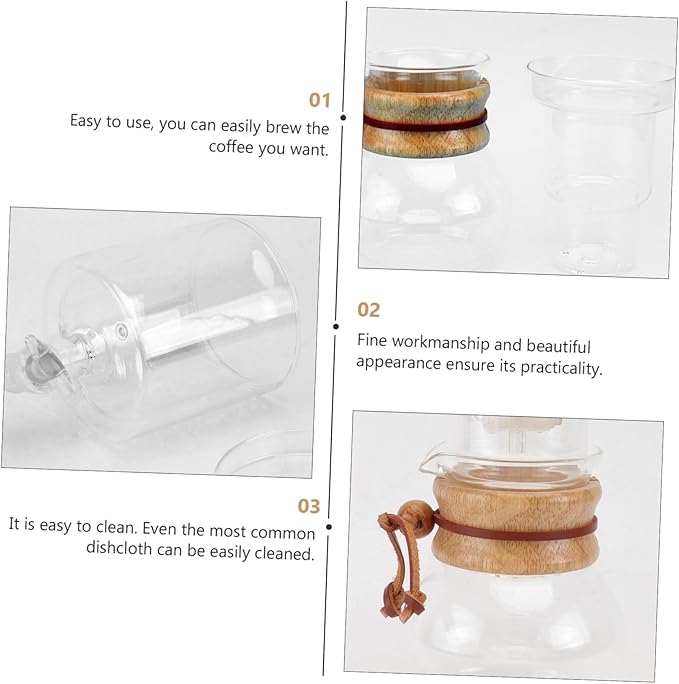 Mikinona 1set Glass Cold Brew Coffee Pot Drip Coffee Maker for Easy Brewing Lightweight and Portable Design for Use Safe Material Beautiful Appearance