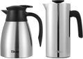 Tiken 34 Oz (1 L) Stainless Steel Thermal Coffee Carafe and French Press Coffee Maker Silver