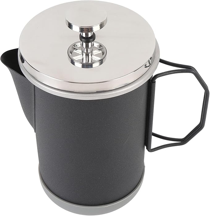 Stylish 304 Stainless Steel French Press Coffee Maker 1000ml Portable Hand Brewed Coffee Press Pot for Camping Simple Maintenance and Versatile Use (Black)