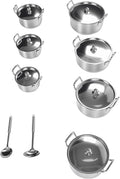 Pissente Stainless Steel Cookware Set Dishwasher Safe Pots Durable Construction 16-28cm for Gas Induction Electric Stoves Family Use
