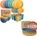 Homienly 40 PCS Premium Wheat Straw Dinnerware Sets Reusable Plates and Bowls Sets for Kitchen Lightweight and Unbreakable Dishwasher and Microwave Safe Dishes Set - Colorful