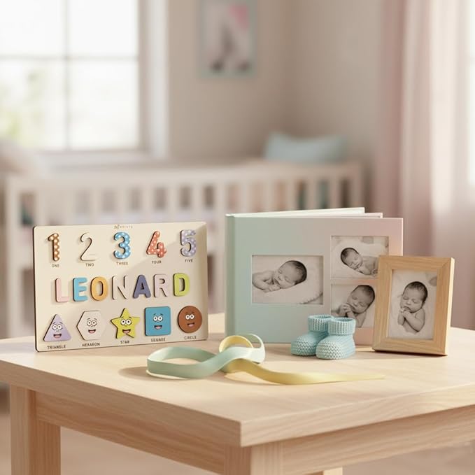 Puzzles for Toddlers Boy and Girl Personalized Name Puzzle 12 Month Toy Gifts for 0 1 2 3 Years Old Baby Gifts Baby Shower Christmas NewBaby Gift 0 3 6 9 12 18 24 36 Months - Set 6