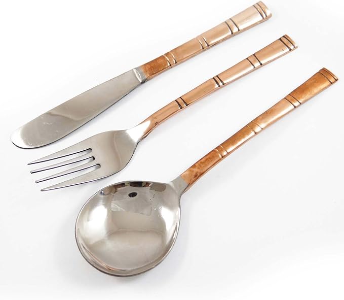 ibaexports Classic Indian Traditional 8 Piece Copper Tableware Dinner Set Collection Thali Bowls Utensils Health