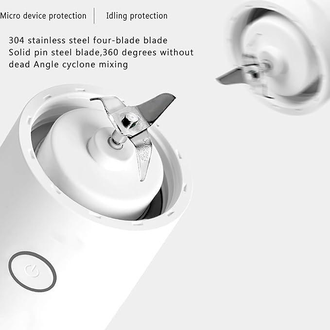 Personal Mini Juice Blender Portable Juicer Cup 350ml with 4 Blades in 304 Stainless Steel 15 Cups Output/Full Charged BPA Free and Easy to Clean for Sports Travel Fishing Fitness