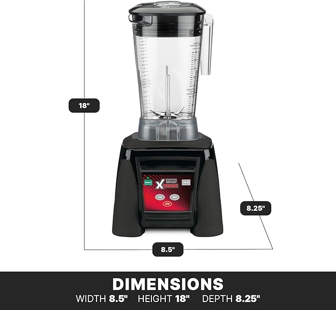 Waring Commercial MX1050XTX 3.5 HP Blender with Electronic Keypad Controls Pulse Feature and a 64 oz. BPA Free Copolyester Container 120V 5-15 Phase Plug