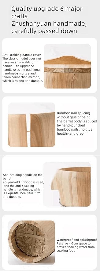 1 Set of Steaming Rice Barrel Handmade Rice Barrel Wooden Steaming Rice Barrel Rice Mixing Barrel with Lid Suitable for Home Kitchen Coffee