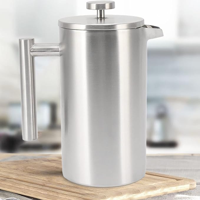 French Press Coffee Maker304 Grade Stainless Steel Coffee PressFrench Press Coffee Maker with Filter Double Wall Insulated Rust Proof Dishwasher Safe 1L