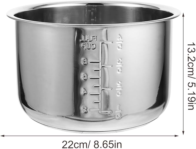 Baluue Stainless Steel Rice Cooker Inner Pot 4L Widely Compatible Easy Clean Suitable for Home Use Silver Household Rice Cooker Inner Pot 8.66x8.66x5.19 Inches