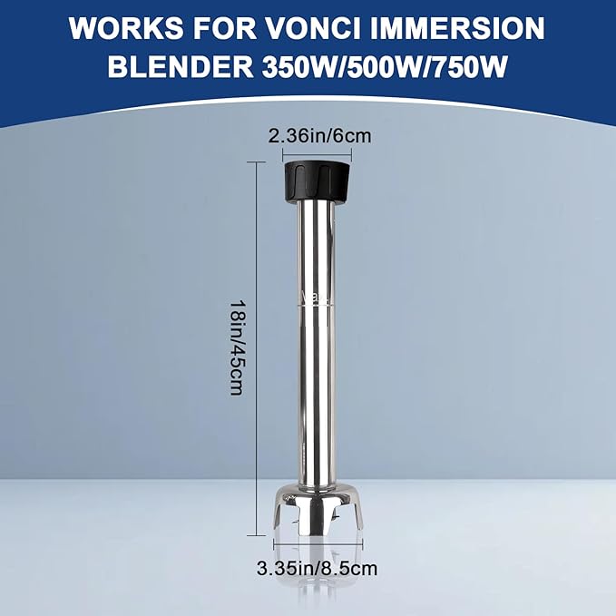 VONCI 18inch Commercial Immersion Blender Detachable Shaft 350W 500W &amp 750W Compatible Stainless Steel Removable Shaft.
