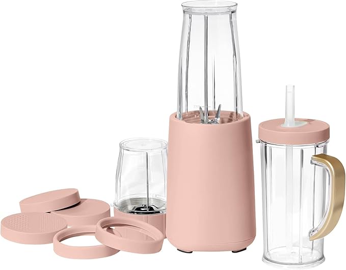 Personal Blender Set 12-Piece 240W Compact Single Serve Blender with Blending and Grinding Cups BPA-Free Dishwasher Safe (Rose)