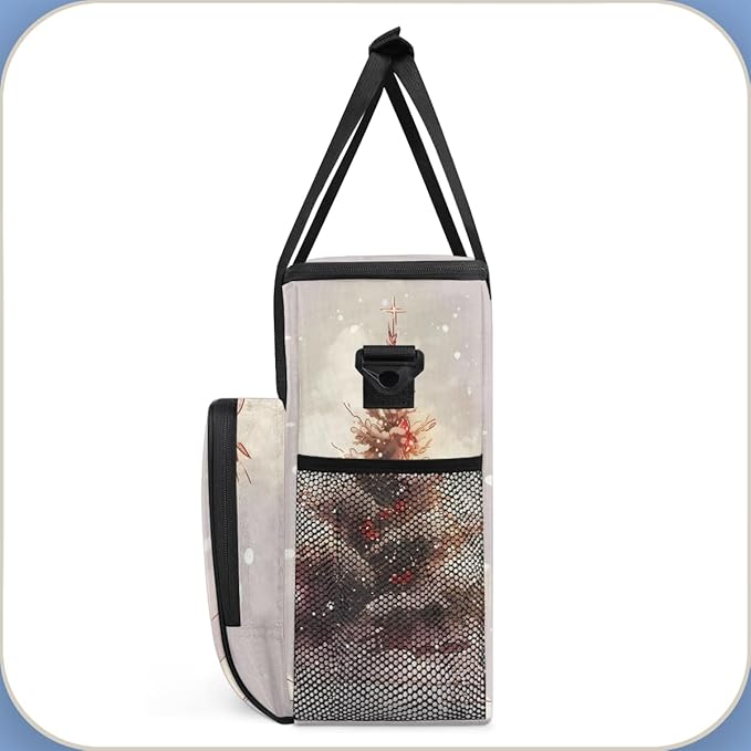 Cartoon Christmas Tree Coffee Maker Carrying Bag Travel Storage Bag Compatible with K-Mini or K-Mini Plus Single Serve Coffee Brewer Carrying Case with Multiple Pockets &amp Shoulder Strap