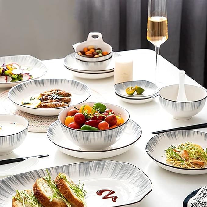 Dinnerware Sets - Luxury Gift Dishes Service Set 26PCS/56PCS Chinese Style Bone China Dinnerware Set Household Phnom Penh Ceramic Bowl Dishes Plate Service for 5/10(26 Pieces)