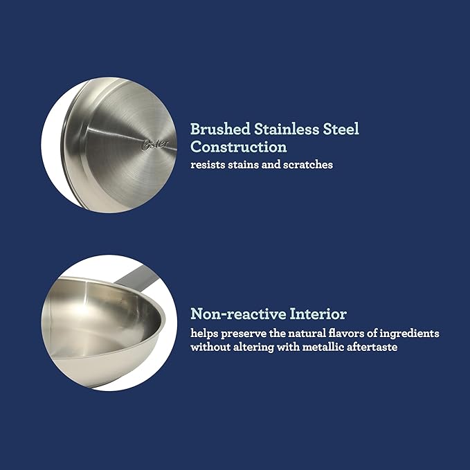 Oster Beauford 10-Inch Stainless Steel Frying Pan – Induction Oven &amp Dishwasher Safe Skillet Soft-Touch Gray Handle 5-Ply Encapsulated Bottom