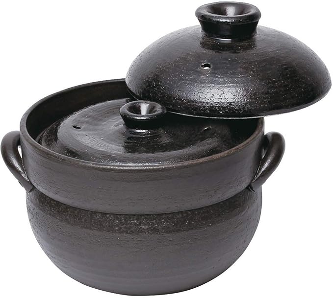 Banko Ware 32-321 Rice Cooker with Inner Lid 4 Cups Black Glaze