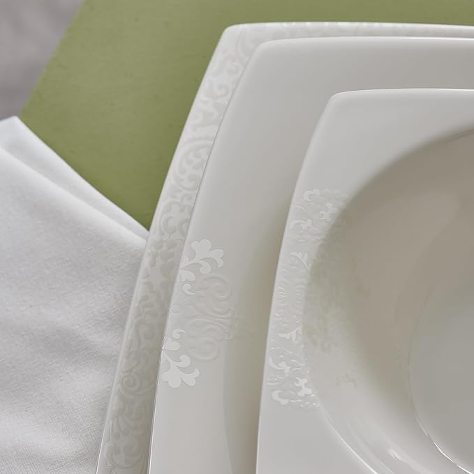Karaca New Flava 24 Piece Porcelain Dinnerware Set for 6 People Elegant Porcelain Dishware with Dinner Pasta Side Plates Bowls Kitchen Essentials Durable Resistant Ideal for Dinner Serving