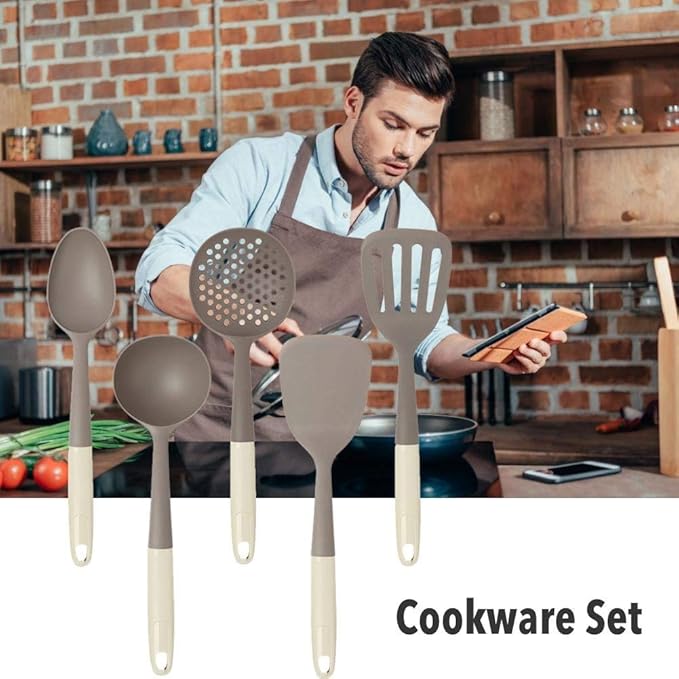 10Pcs Non-stick Silicone Kitchenware Set Cooking Spatula Filter Spoon Convenient Cutlery Kit Spoon Spatula Cookware for Kitchen