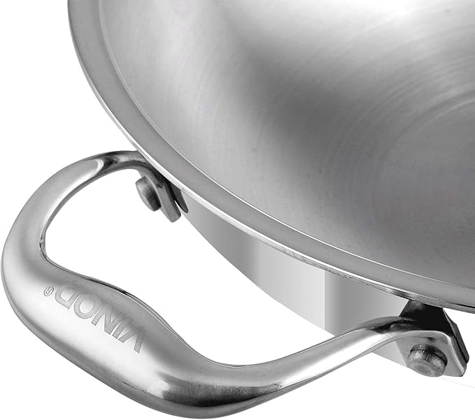 Vinod Platinum Triply Stainless Steel Cookware Combo Set of 2 | 1.5 Litre Kadai (20cm) 20 cm Frypan | Extra Deep Kadai with Lid for Cooking | Induction Cookware