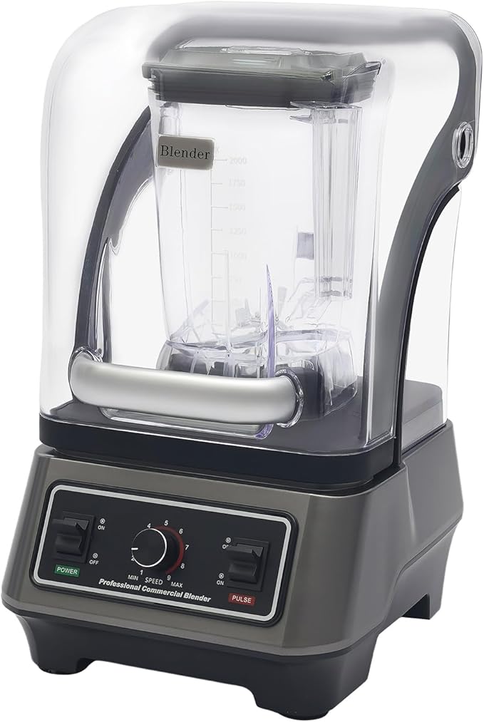 Commercial Blender1600W - 2L/67.63oz Heavy Duty Commercial Mixers for Smoothies9-Speed Quiet Blender with Vibration Reduction for Restaurants &amp Cafes