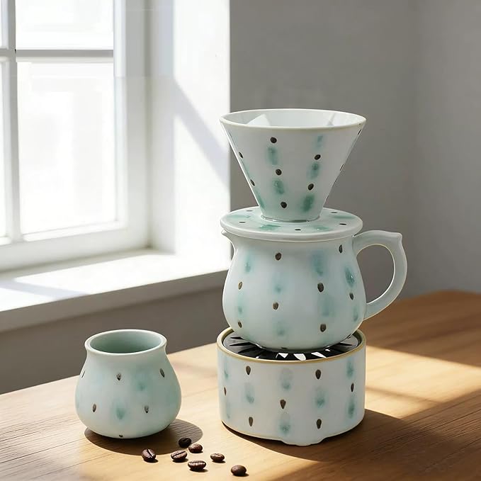 Ceramic Small Pour Over Coffee Maker13.5oz/400ml Single Cup Simply Good Coffee BrewerV60 Drip Coffee Maker Set for Home Café Restaurant Camping