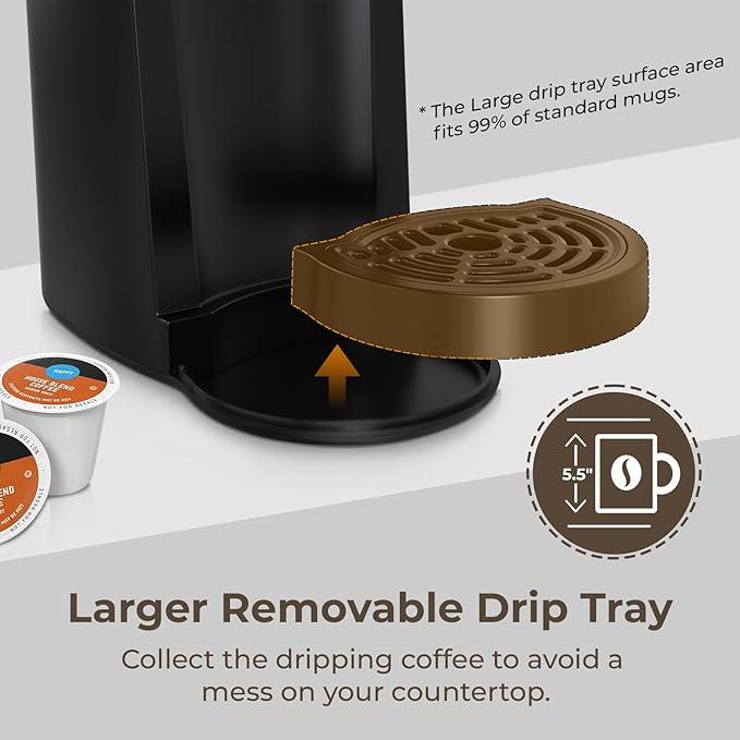 CHULUX Classic Single Serve Coffee Maker for K Cup One Button Easy Coffee Machine for Office RV Travel and Dorm Black