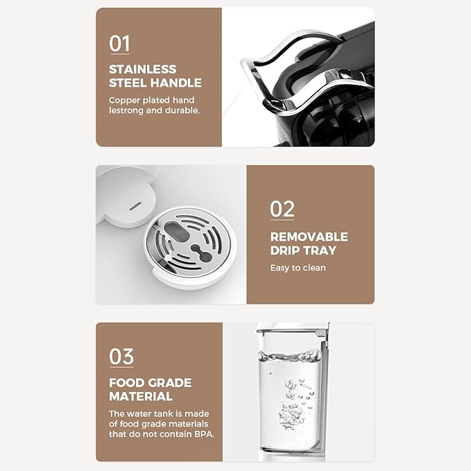 Tissting 4 in 1 Pod Coffee Maker 19Bar Pressure &amp 92℃ Constant Temperature - Fast 20s Brew for Hot Cold Coffee Programmable Single Double Serve 600ml Capacity with Auto Shutoff (US plug)