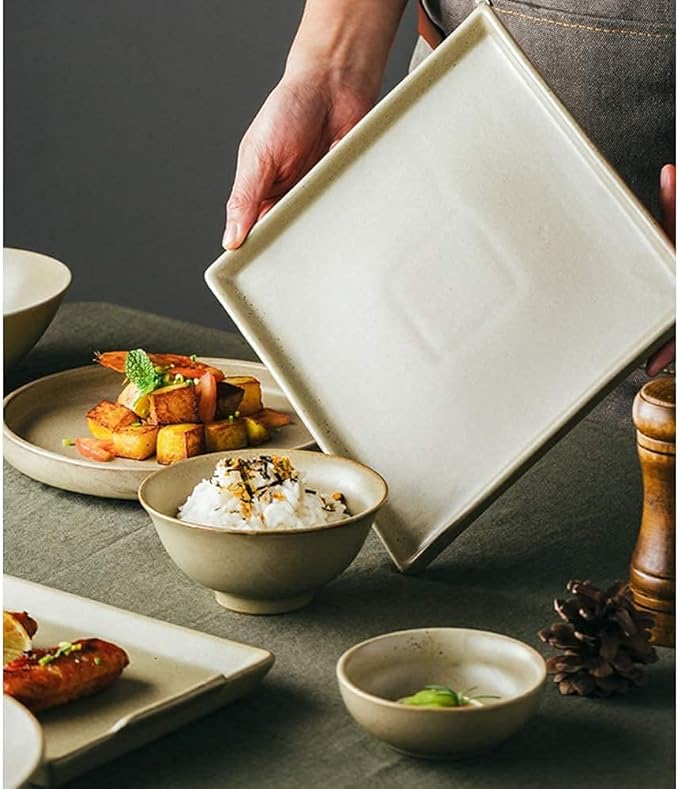 Dinnerware Sets - Luxury Gift Dishes Service Set 57 Pcs Porcelain Dinnerware Set for 10-12 Round Stoneware Dish Set Contemporary Fine Dishware Sets with Bowl Soup Plate