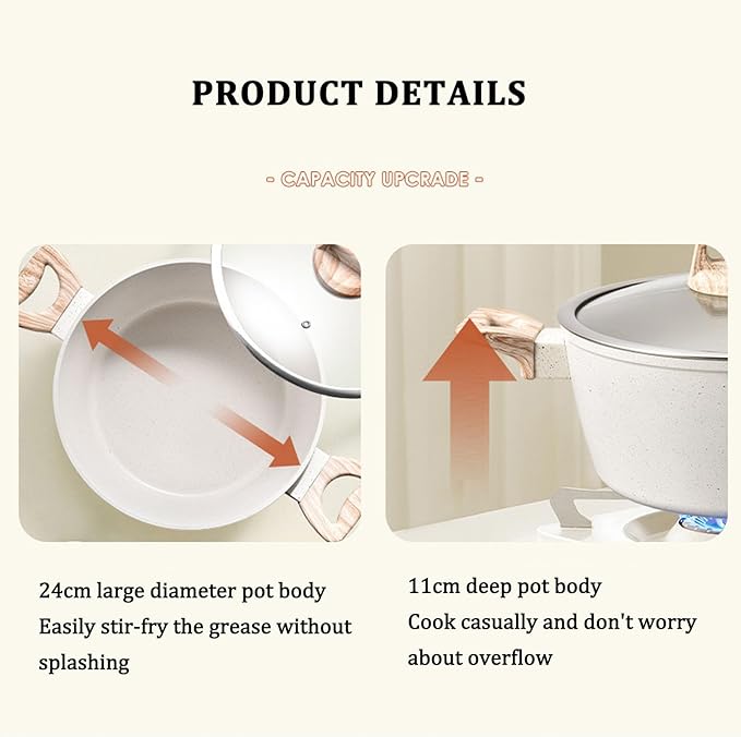 Pots and Pan Set Non Stick Cookware Set 5pcs Non-Stick Kitchen Set Induction Cookware Non-Toxic Granite Cooking Set Multi-Purpose for Home use