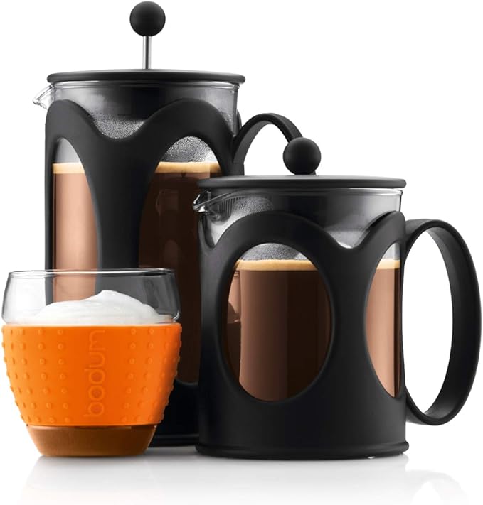BODUM 10683-01 Kenya French Press Coffee Maker Borosilicate Glass - 4-Cup (0.5 L) Black