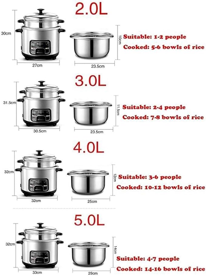 Rice Cooker 2-5L Multi-Function Stainless Steel Inner Pot Accommodates 1-7 People Ideal for Home Cooking Small Appliances(2L)