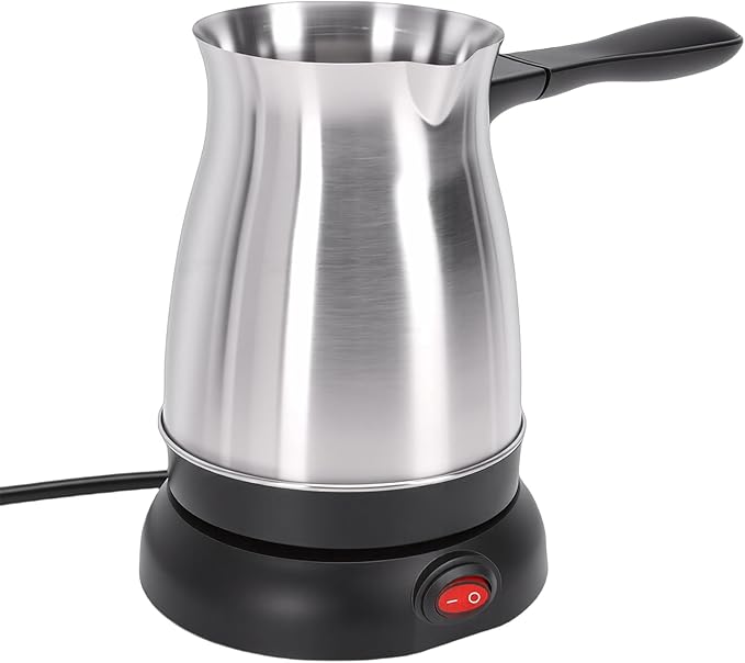 Ymiko Electric Turkish Coffee Pot Stainless Steel Manual Brewing Coffee Maker with Adjustable Steeping Time and Temperature for Home Travel Office