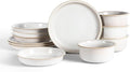 Stone Lain Slate 12-Piece Dinnerware Set Stoneware Plates and Bowls Set Dishwasher and Microwave Safe Dish Set for 4 White