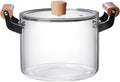 Glass Saucepan with Cover for Cooking Glass Cooking Pot with Lid Glass Handmade Cookware Set Stovetop Pot Simmer Pot for Pasta Noodle Soup Milk Tea Salad4.5l