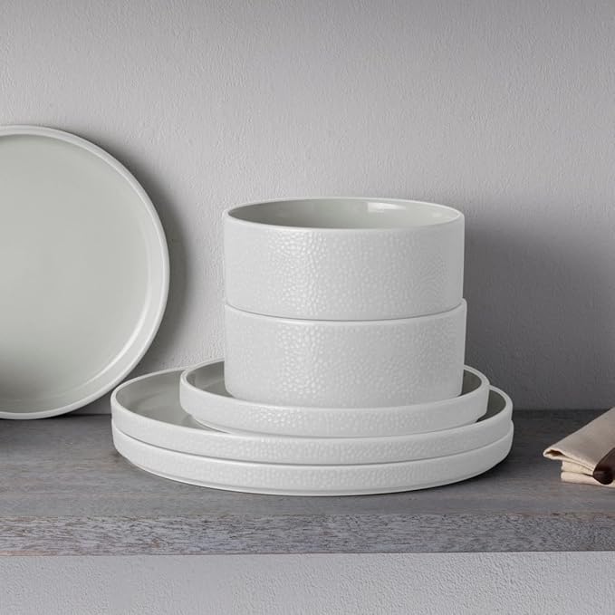 Noritake ColorTex Stone White 12-Piece Dinnerware Set Service for 4