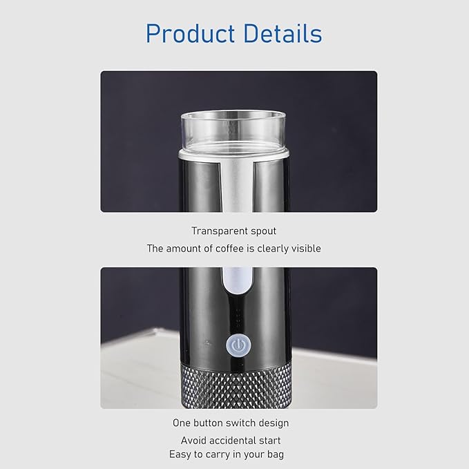 Portable Coffeemaker Machine Mini Handheld Coffee Machine Cordless Type C Rechargeable Auto Mini Coffeemaker with 1200mAh Battery for Travel Camping