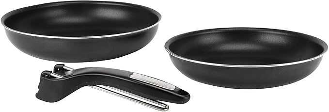 Sitram 711388 Set of 2 Frying Pans + Clamp Handle Aluminium Black