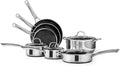 Bonnlo 11 Pieces Cookware Set 3-Ply Stainless Steel Pots and Pans Set with Lids Non-Toxic Kitchen Set Oven &amp Dishwasher Safe Induction Cooking Set PFOA &amp PTFE Free