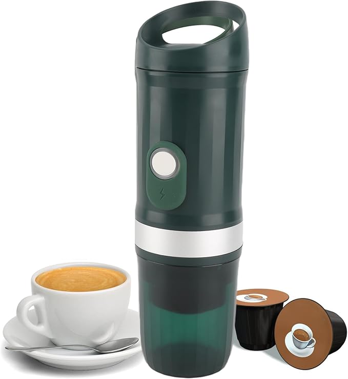 Dioche Portable Electric Machine 250mL Singlecup Coffee Maker Connects to Coffee/Powder/multicapsule Brewing 20Bar Highpressure Extraction 9600mAh Rechargeable (Green)