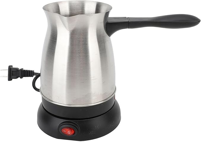 Asixxsix 600W Electric Coffee Maker 600ML Turkish Coffee Maker Stainless Steel Electric Coffee Pot Greek Coffee Maker with Ergonomic Handle for Tea Milk