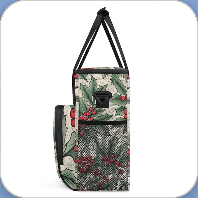 Christmas Flowers Coffee Maker Carrying Bag Magical Flowers Travel Storage Bag Compatible with K-Mini or K-Mini Plus Single Serve Coffee Brewer Carrying Case with Multiple Pockets &amp Shoulder Str