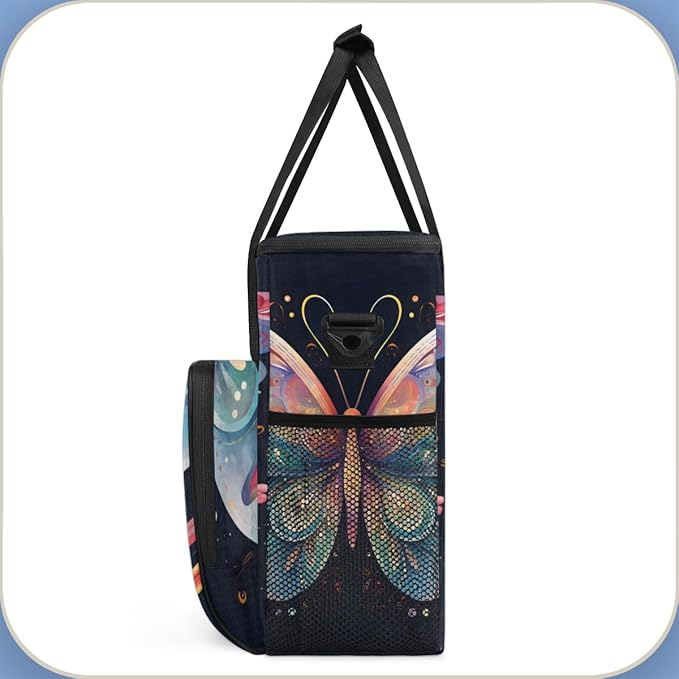 Abstract Butterfly Coffee Maker Carrying Bag Cartoon Butterfly Travel Storage Bag Compatible with K-Mini or K-Mini Plus Single Serve Coffee Brewer Carrying Case with Pockets &amp Shoulder Strap