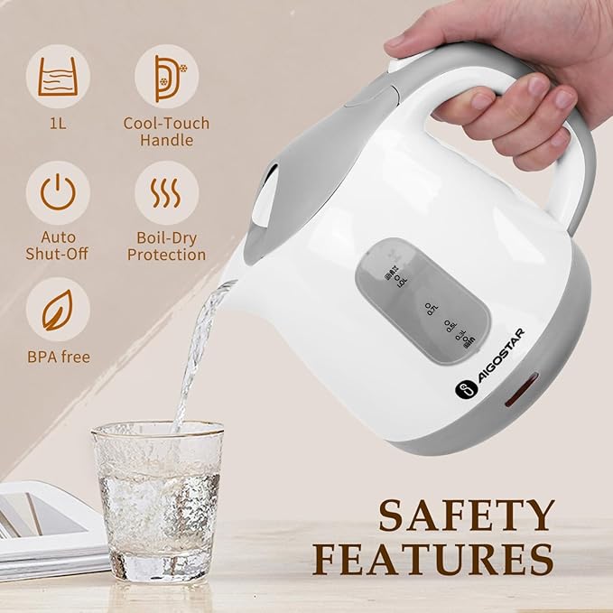 Aigostar Retro 2 Slice Toaster and Small Electric Kettle1L Portable Electric Tea Kettle 1100W
