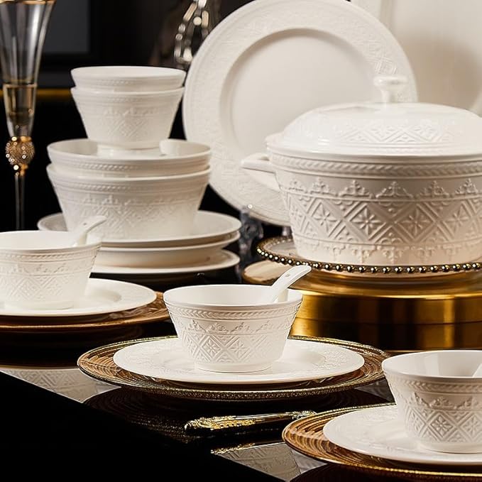 76Pcs Dinnerware Sets Chinese Style Ceramic Bowls Plates Luxury Hotel Quality Tableware Set for Home Restaurant Dinnerware Sets
