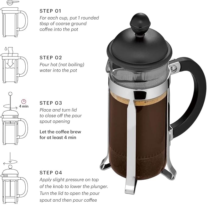 Bodum 12oz Java French Press Coffee Maker High-Heat Borosilicate Glass White- Made in Portugal