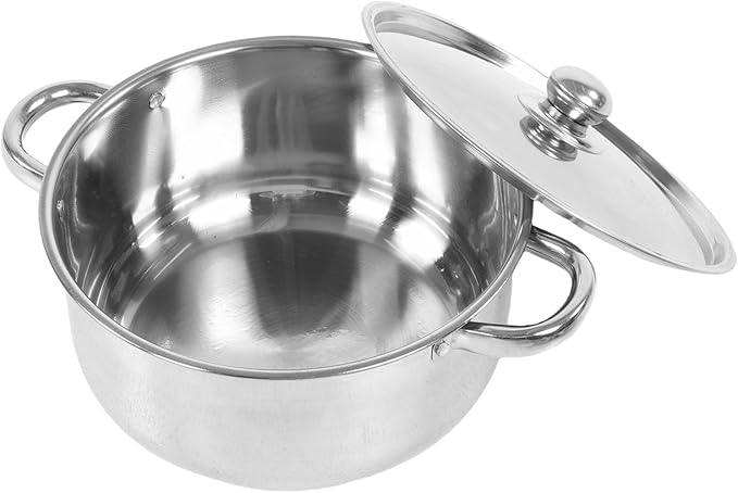 Six piece cookware set with glass lid wide mouth design includes a frying pan saucepan and milk pot suitable for induction cooktops