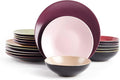 Colors Life 18pc Dinnerware SetOutside Shinny Black + Inside Matte Finished Color Very Berry